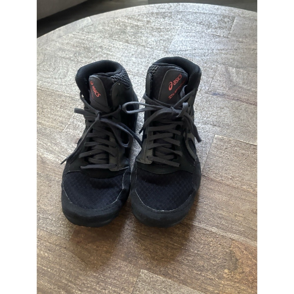 Asics‎ SnapDown Men's Wrestling Black Grey Lace Up High Top Shoes Size 5.5